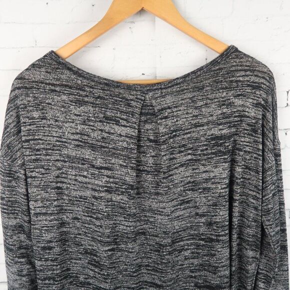 GAP BLACK HEATHER ROUND NECK LONG SLEEVE LIGHTWEIGHT OVERSIZED SWEATER SIZE S - Picture 6 of 7